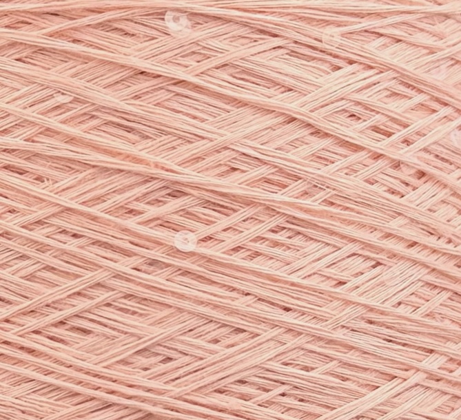 Art. Lino – 100 % Leinengarn mit Pailletten col. Heller Pfirsichrosa 420 m / 100 g
